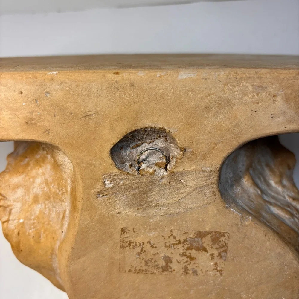 Vintage Plaster Conch Shell Wall Sconce Shelf Bracket Coastal Decor Accent, 12